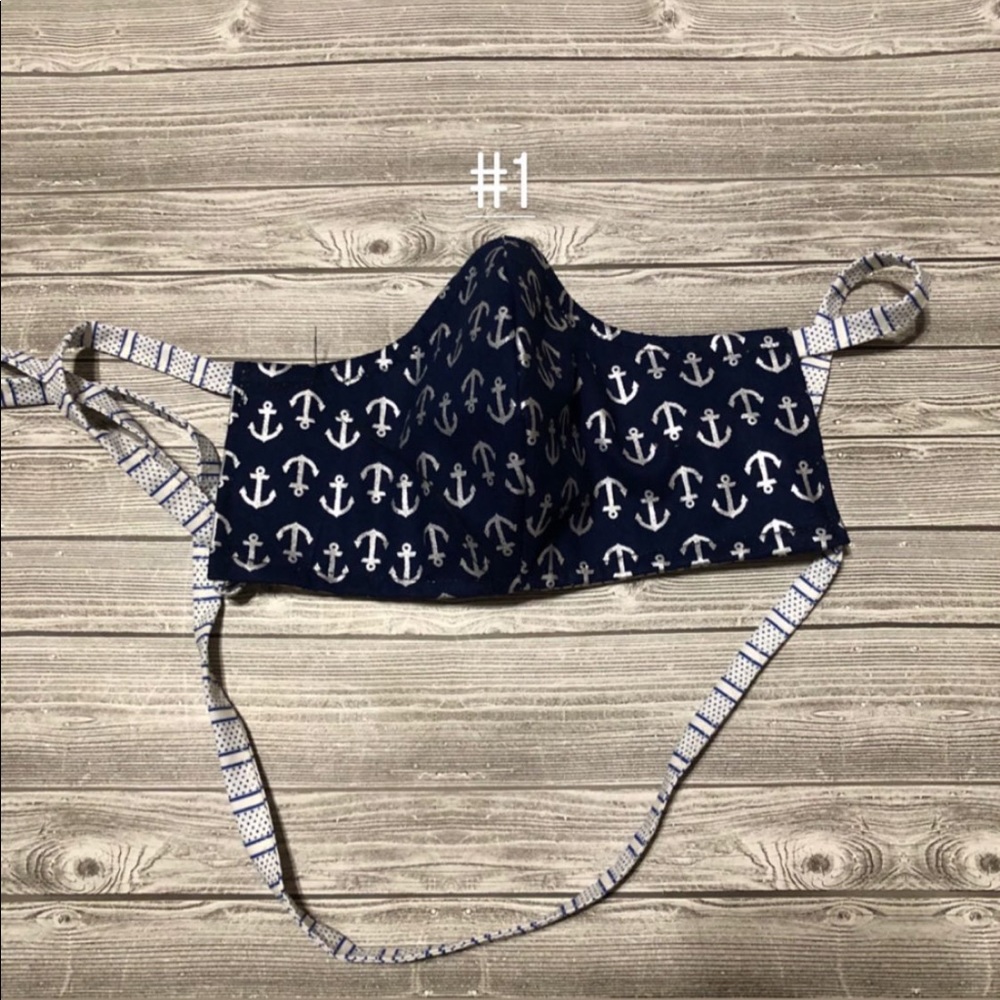 Face mask Navy Silver Anchors